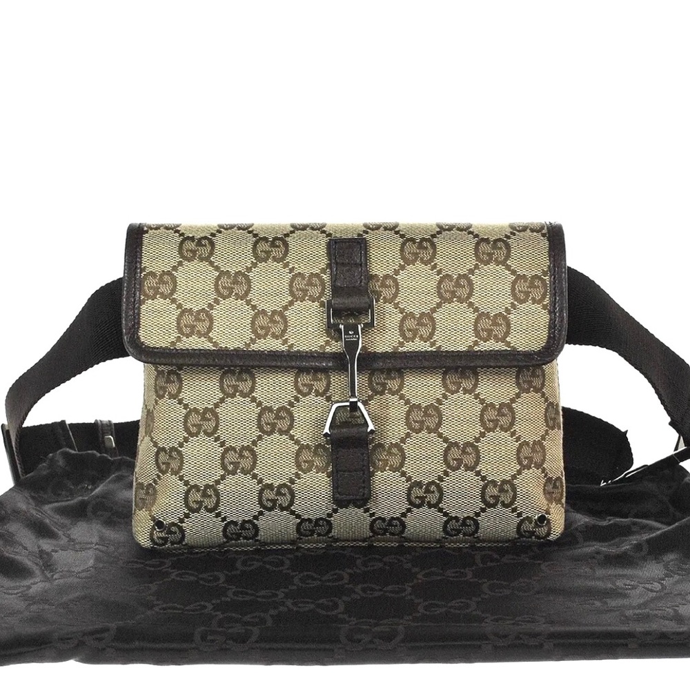 Authentic Gucci brown monogram canvas waist bag fanny pack bum bag - Picture 12 of 14